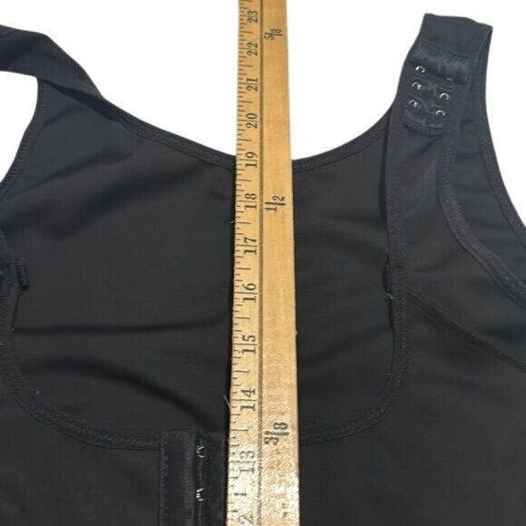 Black Adjustable Strap Shapewear Bodysuit With Front Hook Closure & Open Crotch - Picture 7 of 8